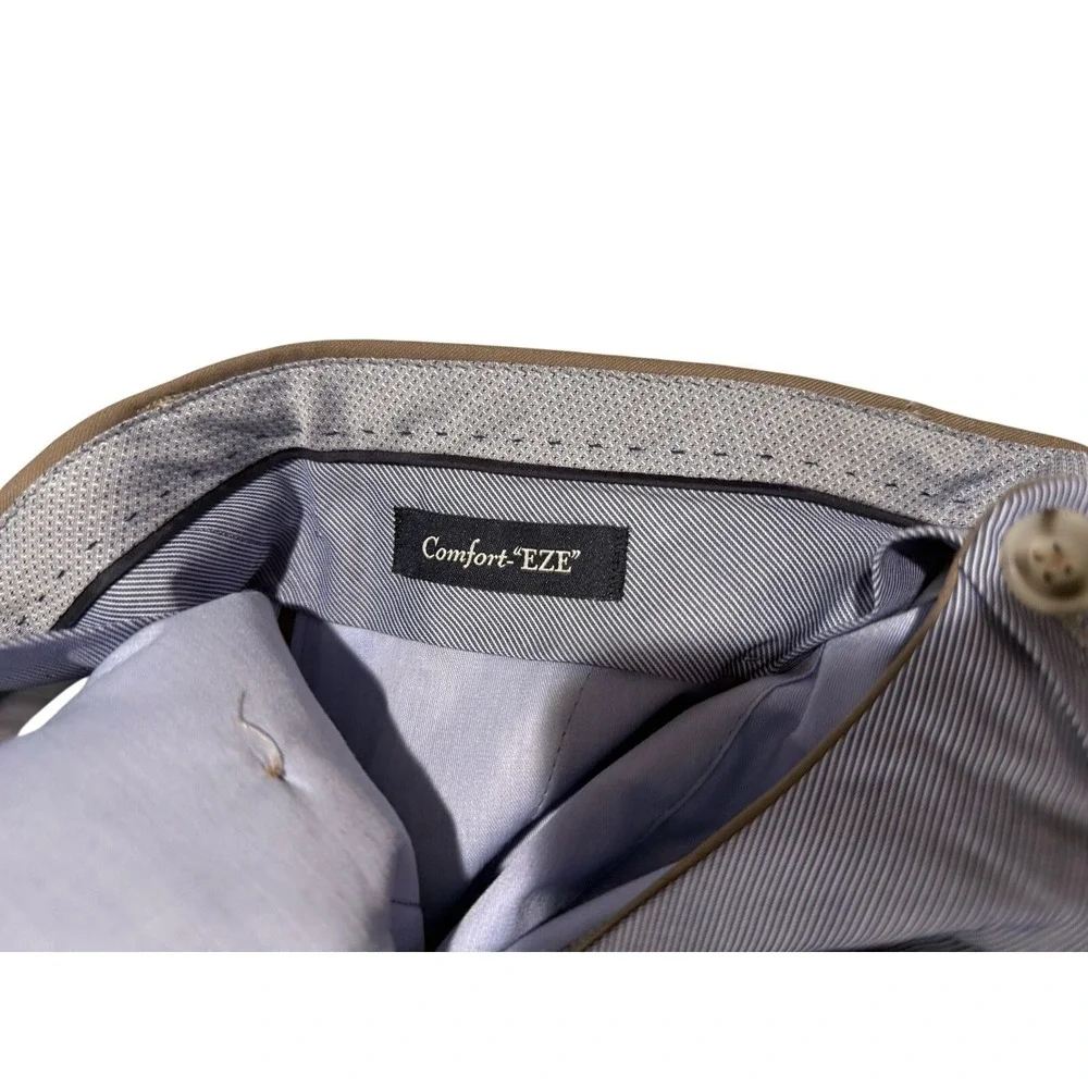 Ballin Comfort-EZE Super 120s Wool Dress Pants Mens 35x29 Tan‎ Brown Cuffed